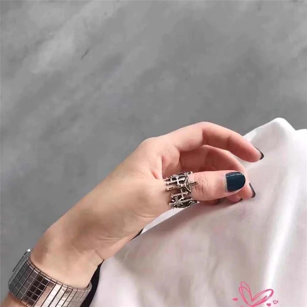 Cross Punk For Girls Hollowed Open Rings Copper Plated Platinum Women Rings Korean Finger Rings