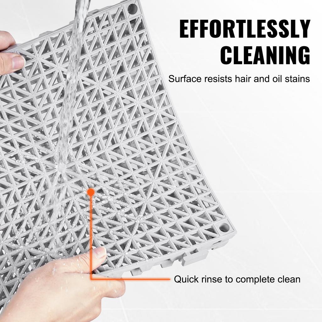 VEVOR Modular Interlocking Cushion, 55 Pack 30 X 30 Cm Splicing Drainage Mats, Soft PVC Interlocking Drainage Floor Tiles