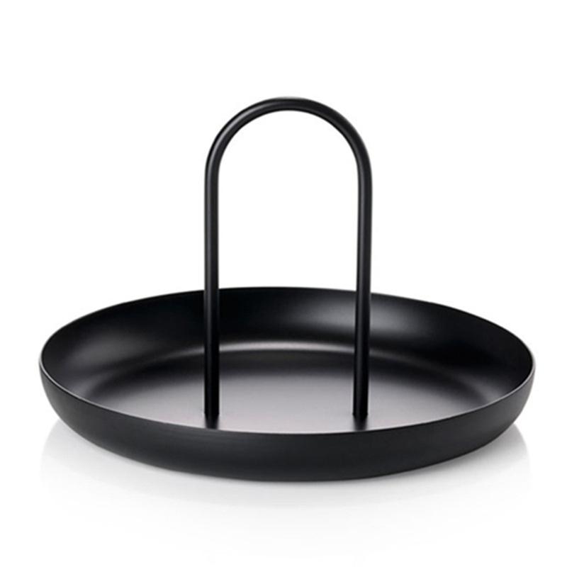 

Nordic Tray Round Metal Portable Tray With Handle for Sundries And Small Objects Desktop Home Decor For Necklace Jewelry Storage