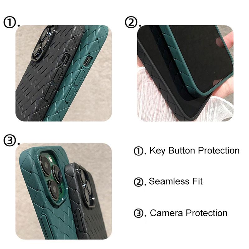 Breathable Weave Pattern Soft Thin Case For iPhone 14 13 12 Mini 11 Pro Max X XR XS Max 7 8 Plus SE 2 3 BV Grid Solid Back Cover