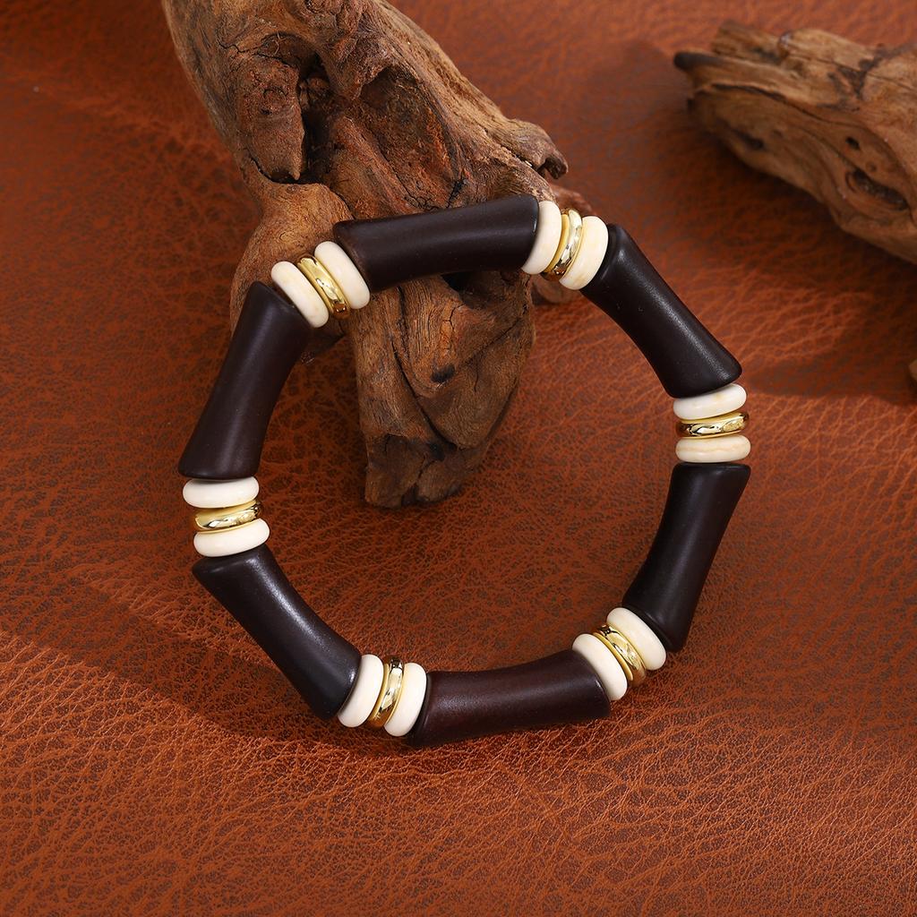 Fashion Personalized New Product Pleated Texture Pipe Bend Bracelet Curved Bamboo Tube Multi-Color Retro Marble Pattern Bracelet