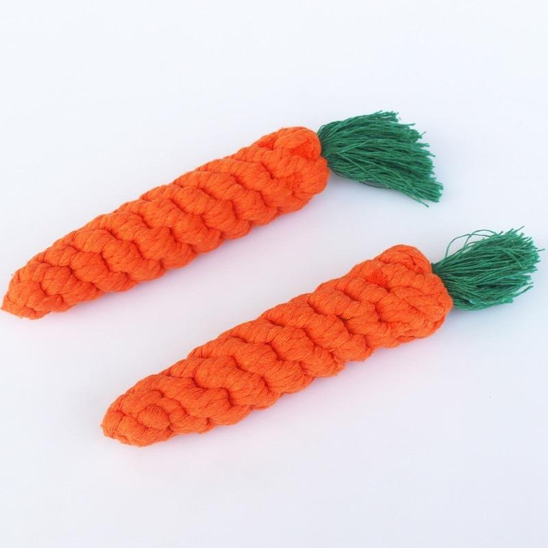 Dog Chew Toy Carrot Dog Bite Rope Pet Dog Toy Dogs Molar Teeth Cleaning Cotton Rope Puppy Carrot Cotton Rope Pet Toy Accessories