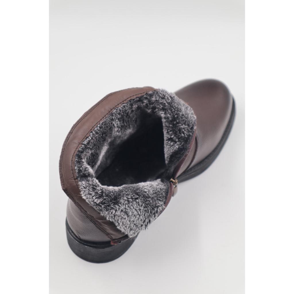 Men's Genuine Leather Laced Black Casual Boots