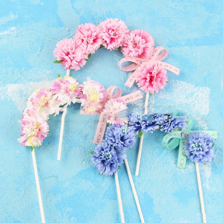 1pcs Bow Flower Cake Topper for Wedding Party Decoration Dessert