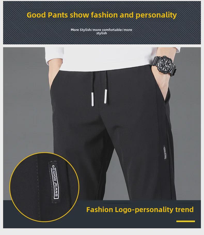 Men's Korean Black Label Autumn/Winter Thickened Velvet Light Business Pants, Large Size.