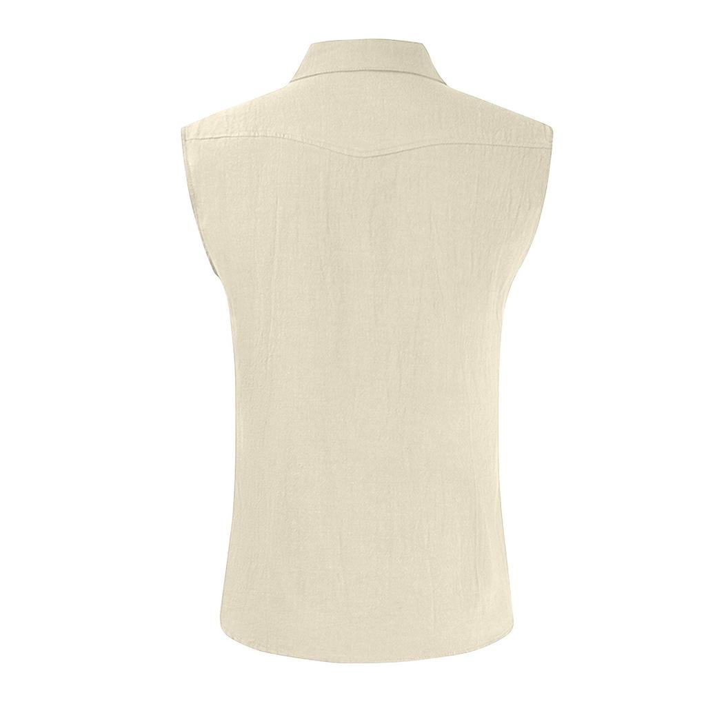 Camisa sin mangas de verano para hombre con estampado hawaiano Camisa de botones sin mangas de solapa suelta para hombre