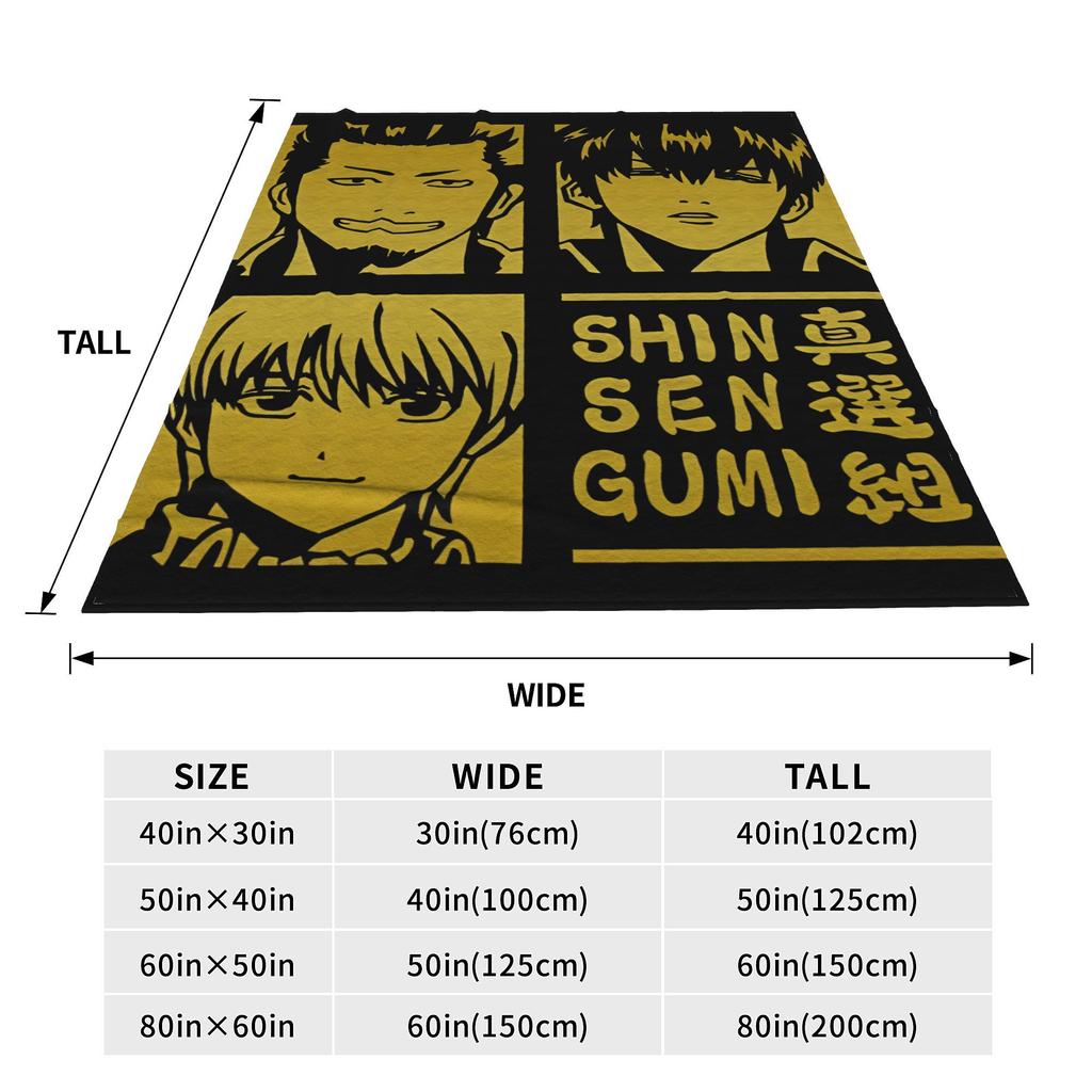Gintama Kondo X Sougo X Toshiro L Shinsengumi Blankets  Fuzzy Funny Soft Throw Blankets for Bedspread Spring/Autumn
