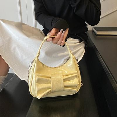 Gentle Bow Handbag Bag Women's Summer Fashion Solid Color Chain Single Shoulder Messenger Bag Tide