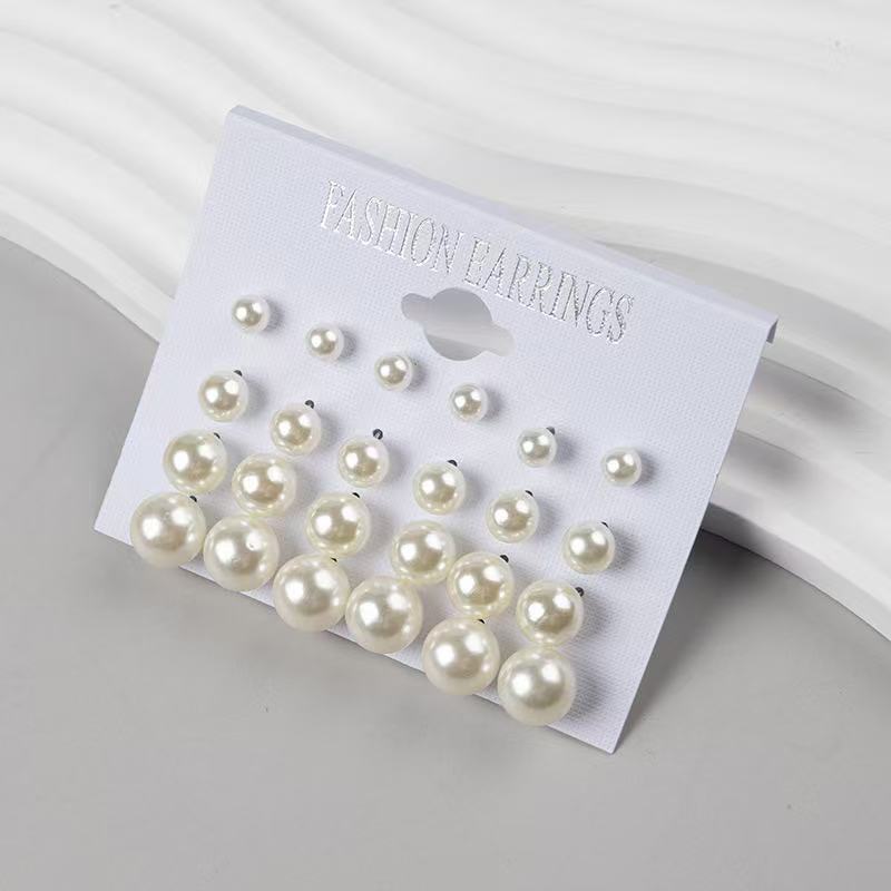 

24pcs Classic Simple Silver Color Crystal Stud Earrings for Women Luxury Shiny Zircon Men Earring Pearl Jewelry Set Gift