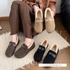 Soft-soled, flat-bottomed pedals, fluffy retro women's outer velvet Doudou four-season warm cotton shoes