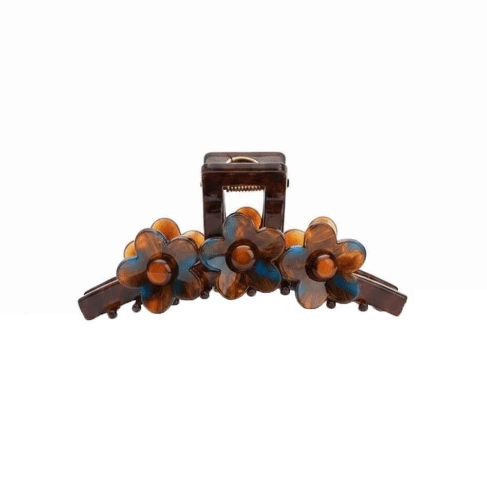 Tortoise Shell Acetic Acid Hair Claw Three Flower Non-Slip Grip Floral Shark Clip Large Size Strong Spring Acetate Hairpins
