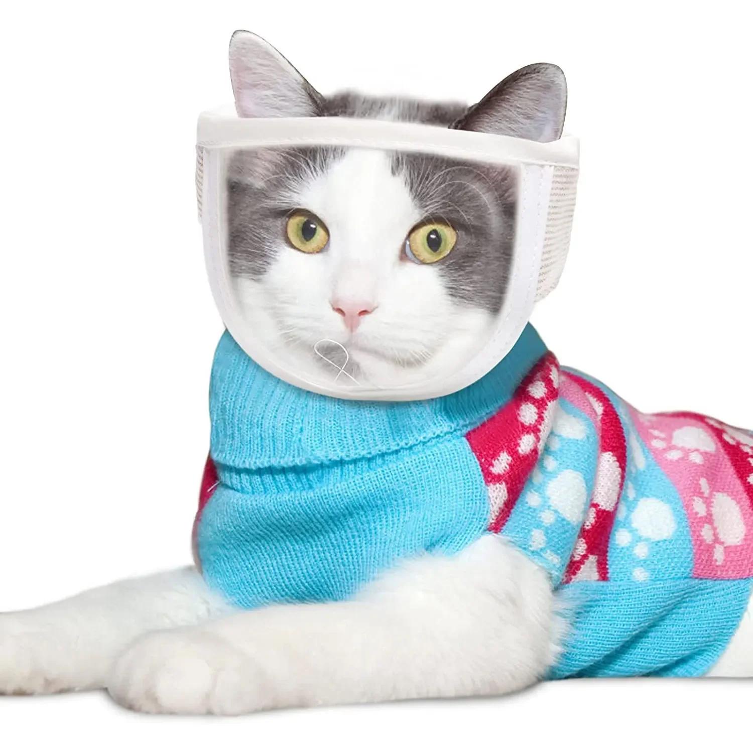 

Дышащий прозрачный намордник для кошек с защитой от укусов, переносной чехол для головы, чехол для рта для ухода за кошкой, регулируемые принадлежности для домашних животных 25-30cm