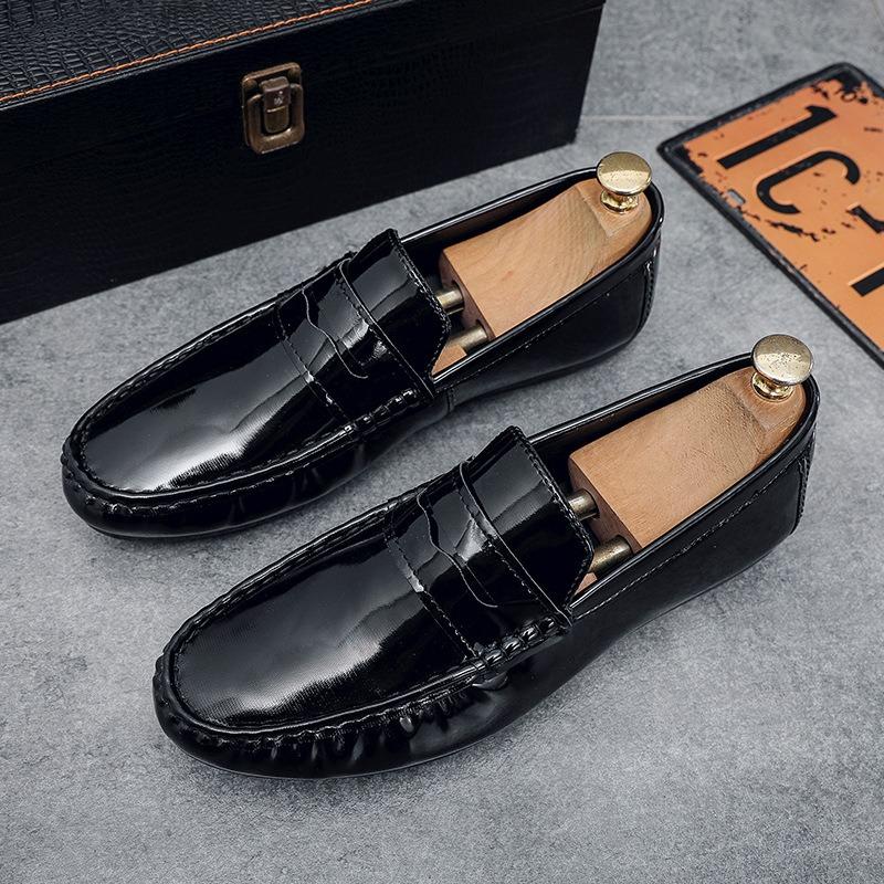 

Bright leather Doudou shoes men s autumn new men s casual leather shoes business patent leather soft sole breathable driving shoes 44