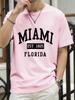 Miami Est 1825 Florida Stampa Maglietta Uomo Estate Cotone Magliette Oversize alla Moda Larga Abbigliamento Sportivo Casual Hip Hop Abbigliamento Unisex