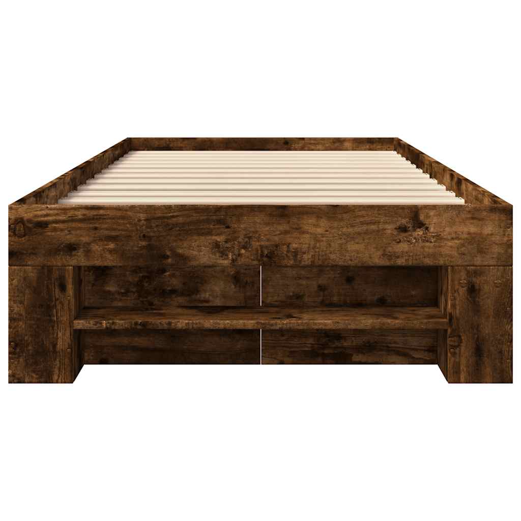 Bed Frame Without Mattress Smoked Oak 90x190 Cm Wood Based Material
