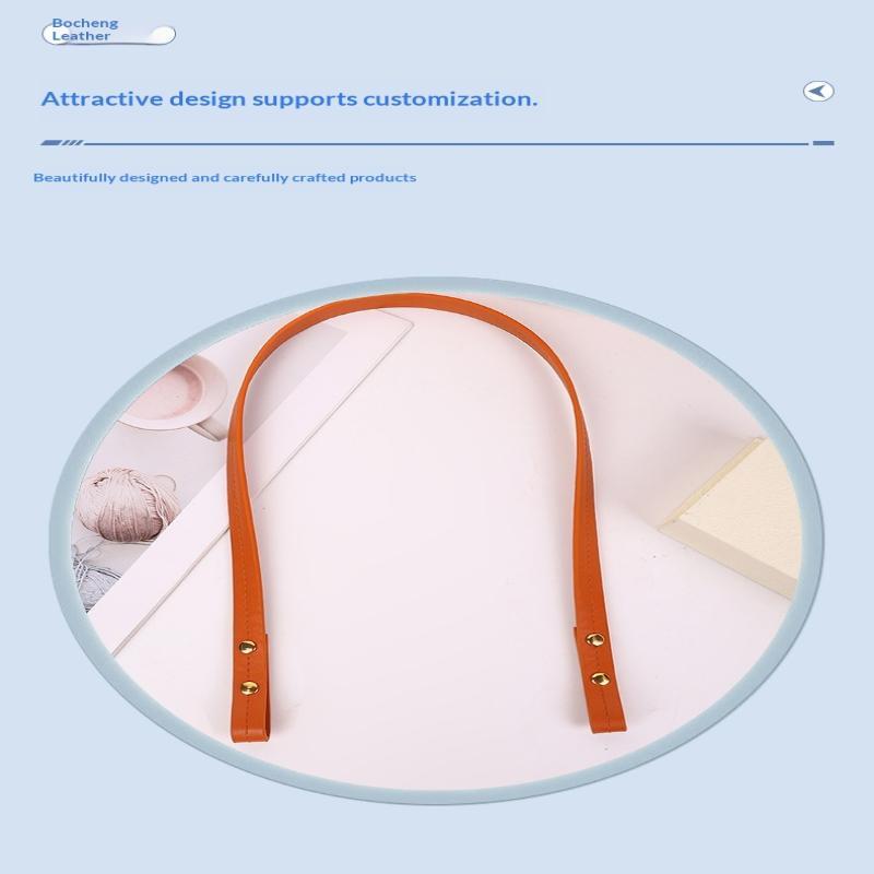 2Pcs Solid Color Handbag Replacement Handle Detachable PU Leather Strap for DIY Homemade Bag Making
