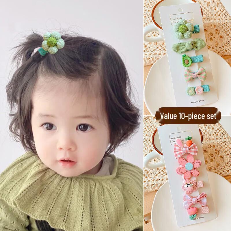 NIANFIN Baby Girls Fabric Wrapped Hair Clips 1 Piece Set