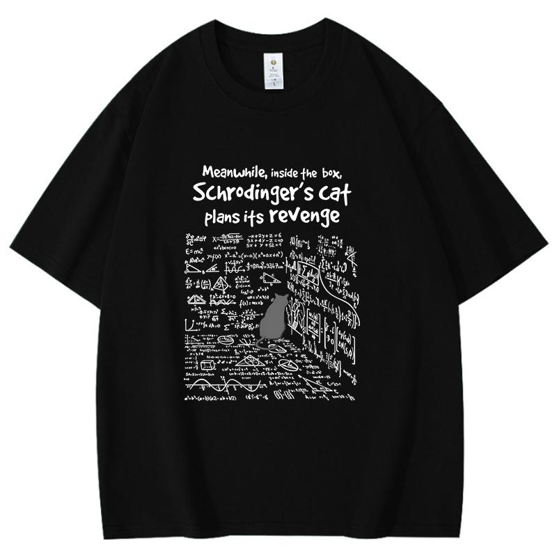 Cat Plans Its Revenge Pattern Unisex Women Cotton TShirt Fashion Short Sleeve Casual Summer Street Simple Loose Tops Neutral Tees