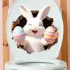 Broken Hole Bunny Toilet Sticker Waterproof Self-adhesive PVC Living Room Bathroom Wall Art Egg Flower Rabbit Toilet Seat Lid Decoration Decal
