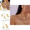 Elegant Gold Flower Pendant Necklace And Earrings Set For Office Women