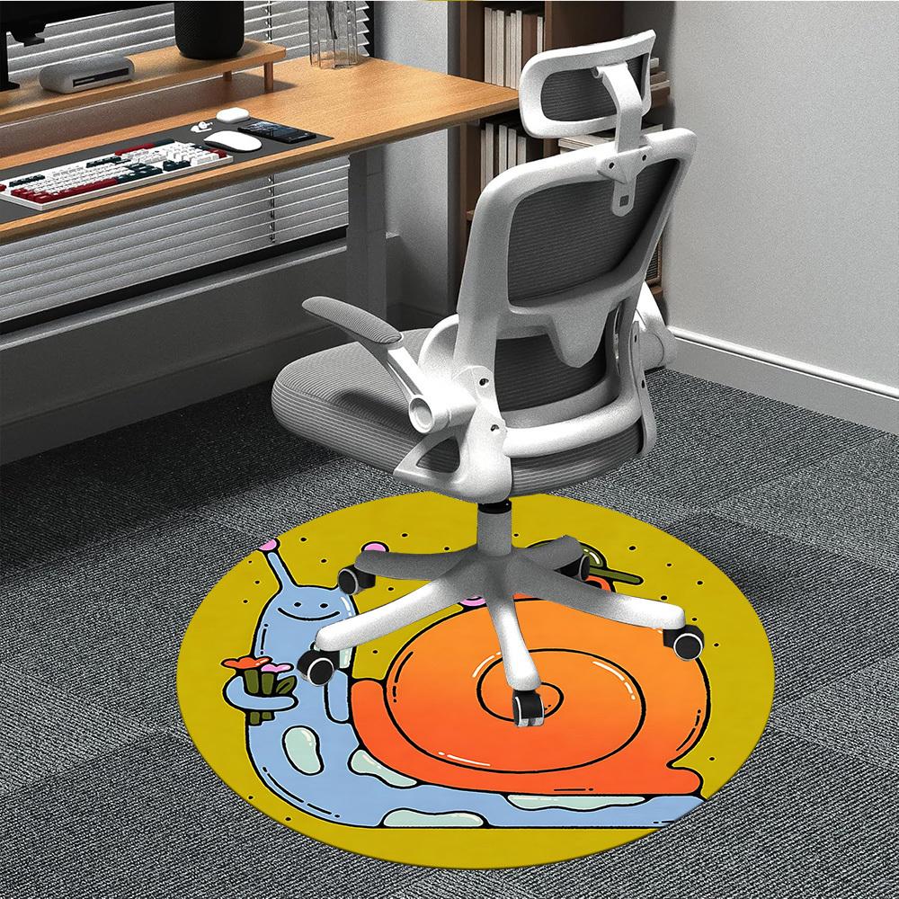 1pc Snail Ladybug Pattern Office Round Area Rug, Indoor Mat Suitable For Office, Under Office Chairs Bedroom Living Room Home Decor, Room Deco