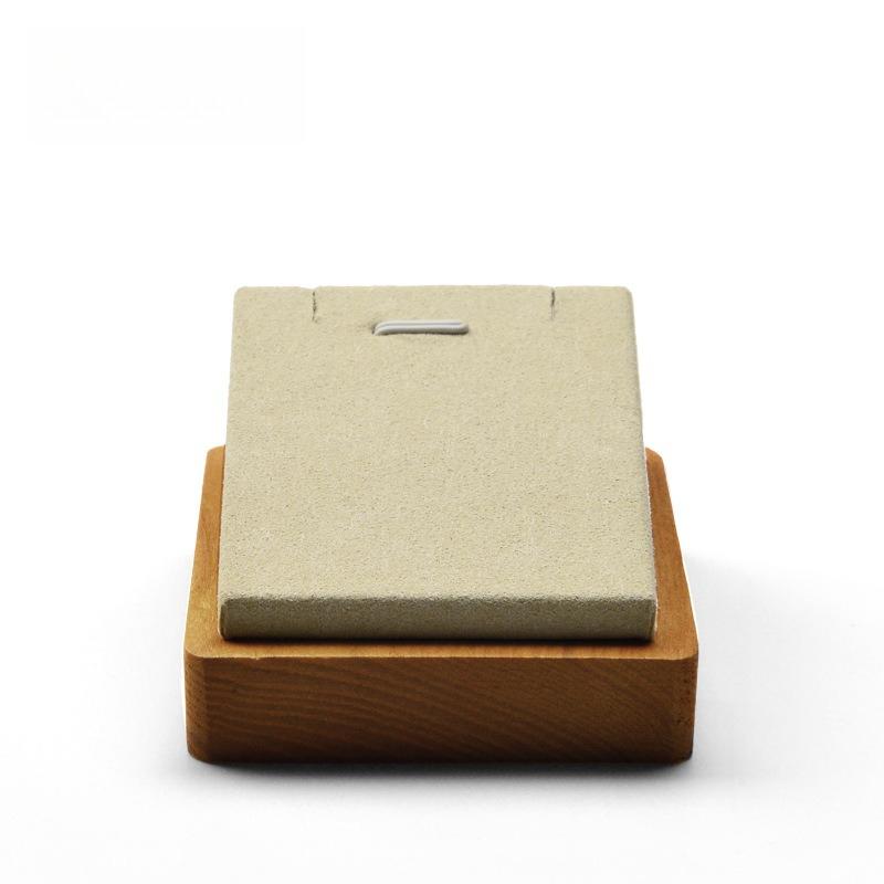New Wooden Pendant Display Stand Natural Wood Jewelry Holder Microfiber Necklace Stand