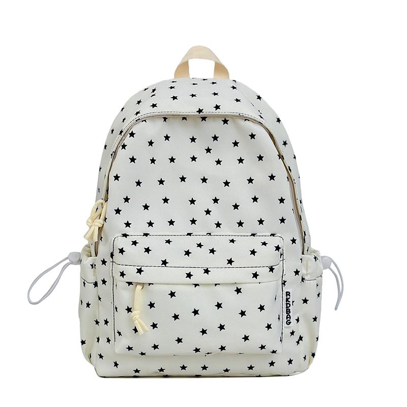 

Star Print Backpack Student Schoolbag Large Capacity Women s Backpack чорний
