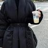 Gentle Style Temperament Versatile Lace Up Design Sense Long Sleeved Cotton Jacket Women Winter Light Mature Style Top