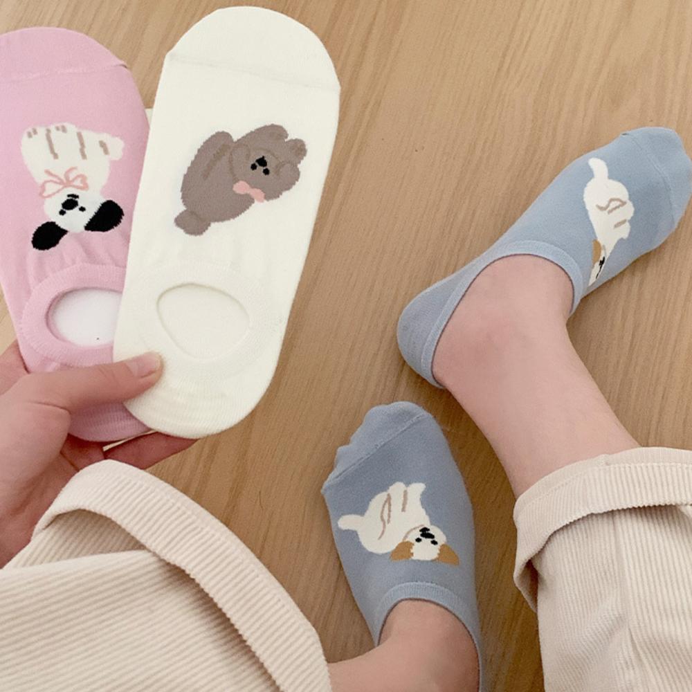 

Cotton Cartoon Animal Cotton Socks Non-slip Invisible Dog Boat Socks Comfortable Women