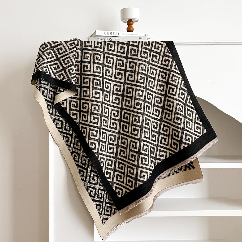 Women Winter Luxury  Imitation Cashmere Scarves Thick Warm Plaid Jacquard Soft Female Coldproof Bufanda Shawl Scarf