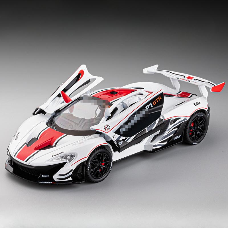 1/22 McLaren P1-GTR Model de mașină de jucărie din aliaj turnat sub presiune cu sunet și lumină Roată din spate Funcție de tragere în spate Modele de vehicule Cadouri de ziua copiilor