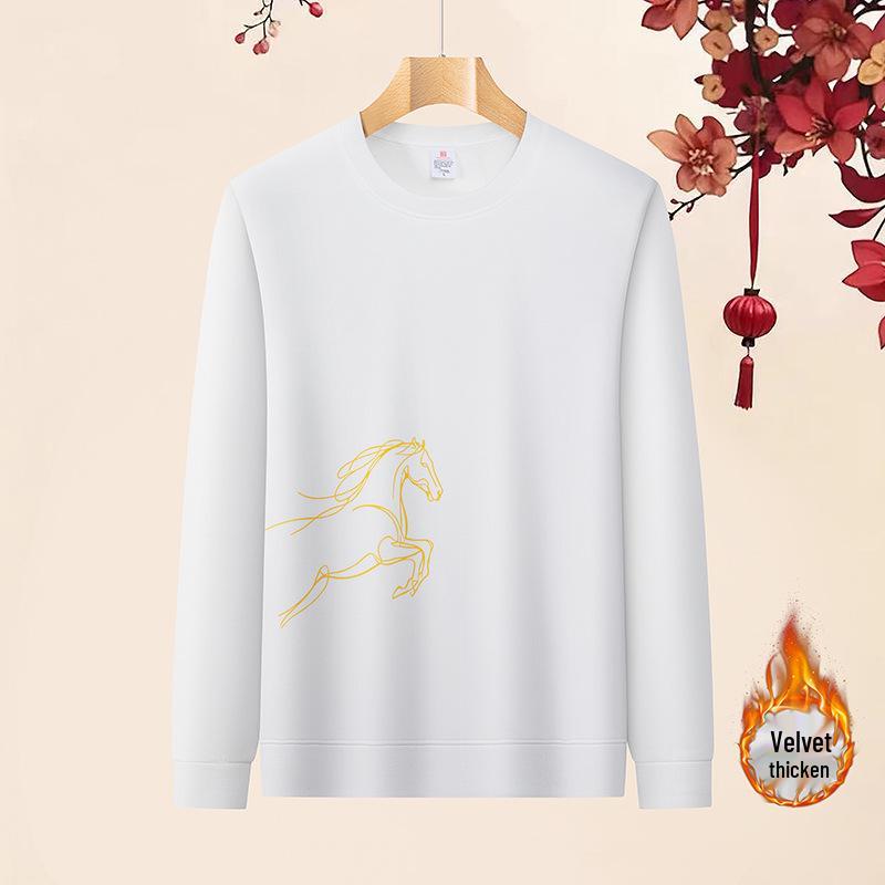 

Trendy Fleece-Lined Ma Dao Cheng Gong Round Neck Hoodie - Unisex, Thick Cotton, Versatile, Casual Long Sleeve. 3XL білий