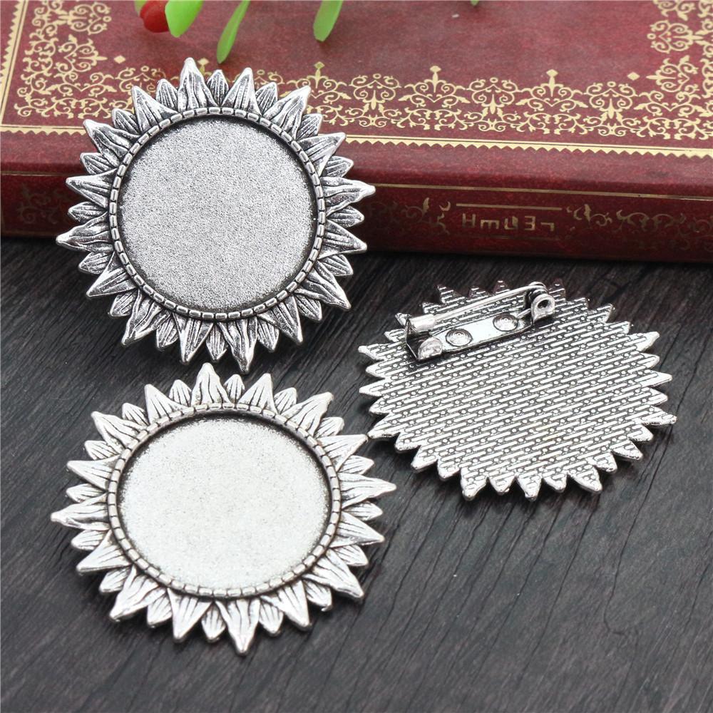 New Fashion 5pcs 25mm Inner Size Antique Silver Plated and Antique Bronze and Antique Gold Color Brooch Cabochon Base Setting