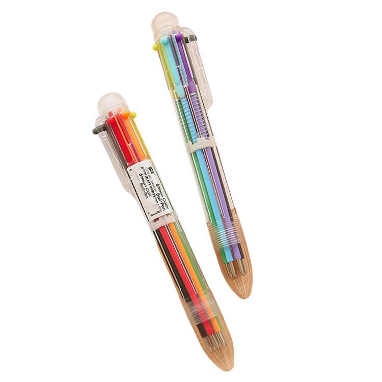 Pix cu bilă multifuncțional transparent cu 6 culori 0,5 mm pentru studenți