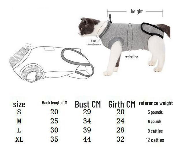 Cat Surgery & Weaning Suit - Anti-Lick, Four-Legged, Postpartum Homewear for Spring/Summer
