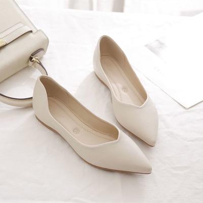 Shallow Single Shoes Women's Autumn New Simple Work Lightweight Flat Heel Pointed Head One Pedal Work Shoes Soft Sole Doudou Shoes