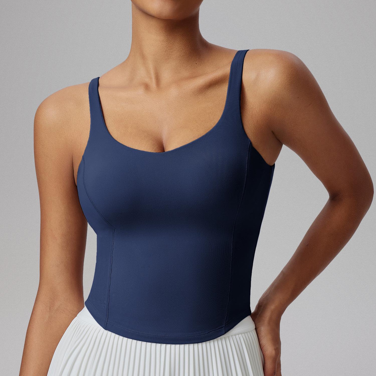 

Женский летний спортивный жилет с высокой эластичностью и встроенным бюстгальтером для йоги и бега S