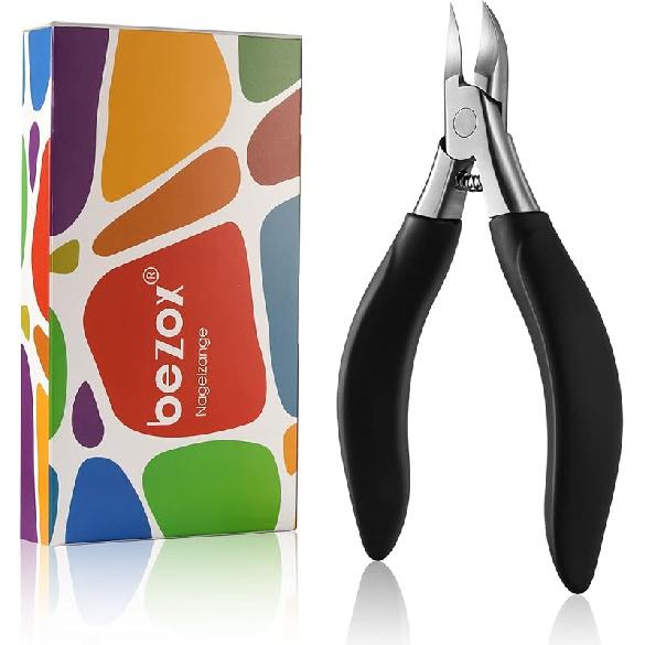 BEZOX Ingrown Nail Clippers - Precision Thick Toenail Clipper for Ingrown and Curly Nails, Comfort Grip Fingernail Clipper, Ergonomic Handle Toenail чёрный