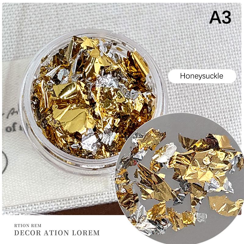 1 Box Goldfolien-Splitter Nagelglitzer Für DIY-Nägel Sticker-Kunst Nageldekorationen Mehrfarbige Blattgold-Flocken