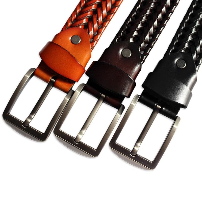 Men's Belts 4.0CM Width Luxury Genuine Leather Cow Straps Hand Knitted Designer Strap