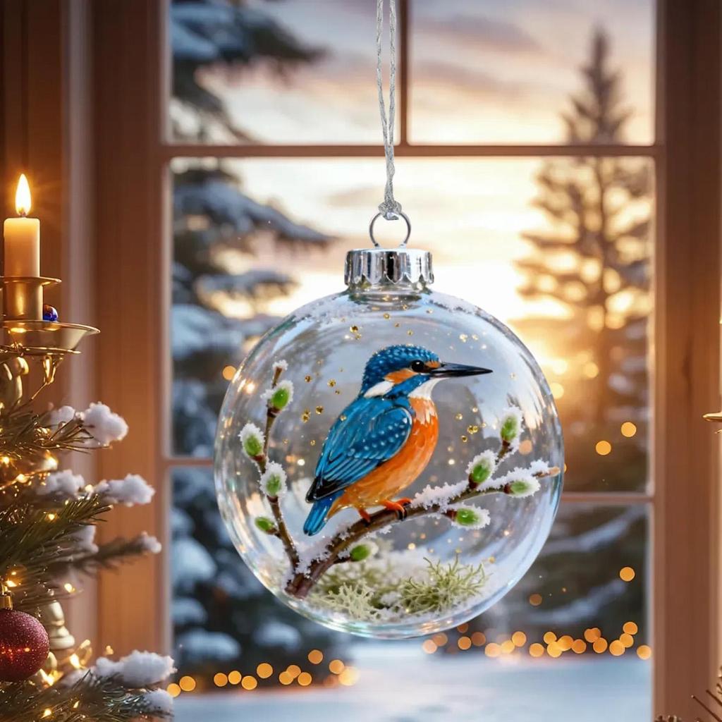 Hummingbird Christmas Ball Ornament 3D Clear Artificial Home Decor Ird Christmas Tree Ornaments For Holiday Birthday Party
