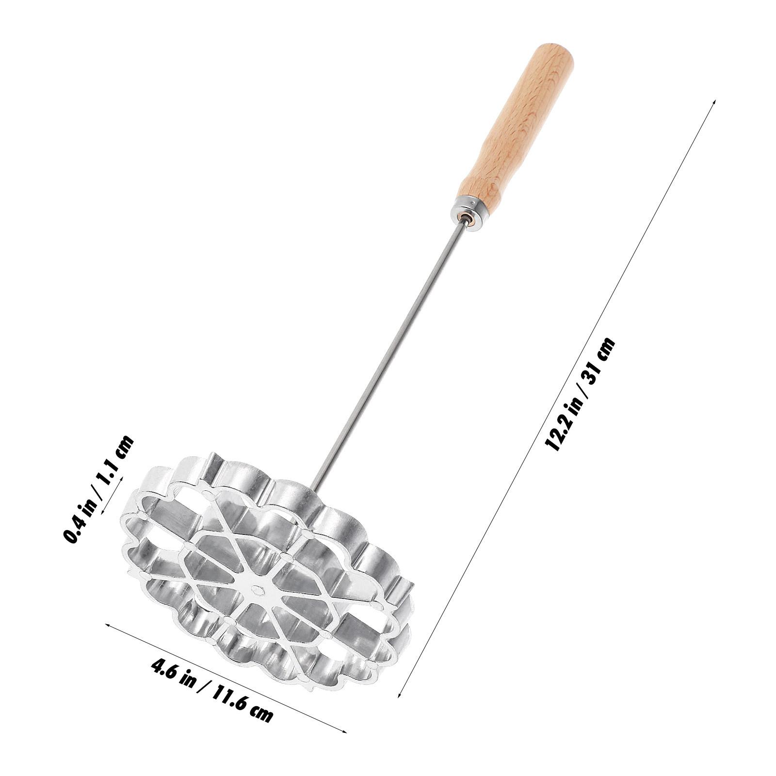 

Household Frying Mold Wooden Handle Spoon Nonstick Stainless Steel Kitchen Tool Frying Snack Cooking Utensil Essential серебряный