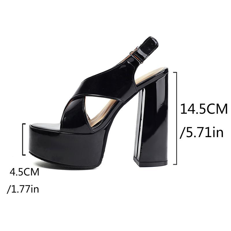 Women's High-heeled Sandals Sexy European and American Style Summer New Waterproof Table Thick Heel Large Size Solid Color Sandals