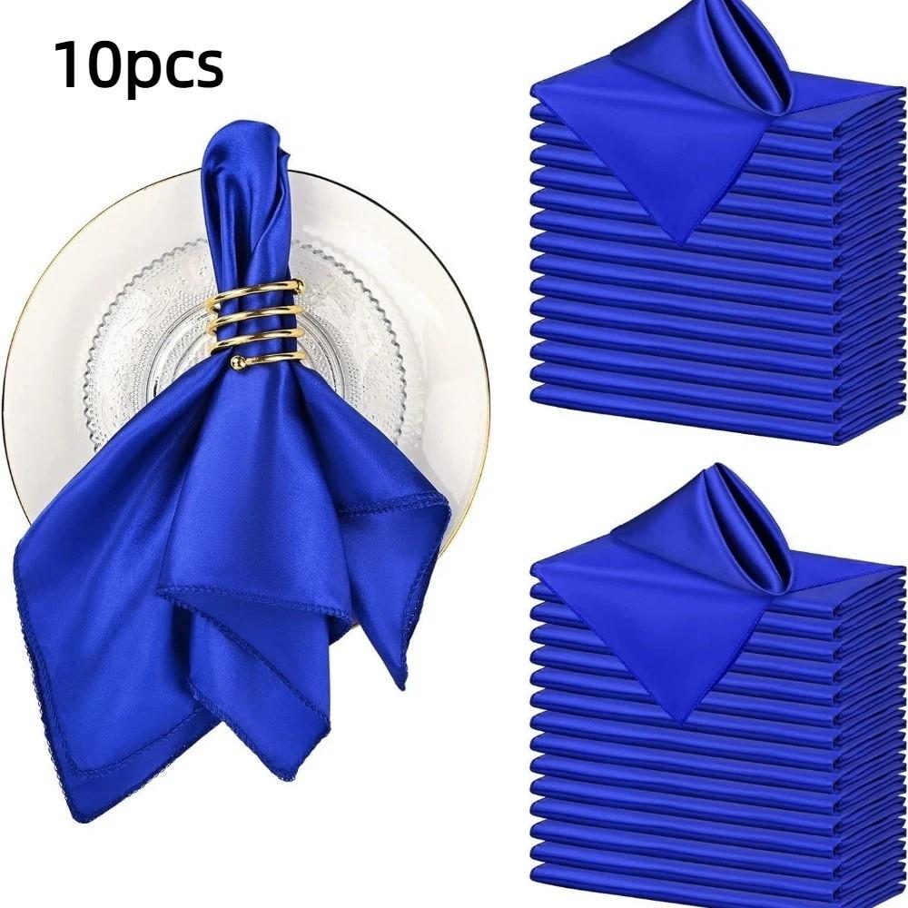 10pcs Square Silky Satin Napkin Smooth Table Napkins Dinner Napkins For Wedding Banquet Restaurant