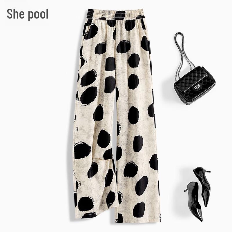 Women s Loose Polka Dot Wide-Leg Pants L