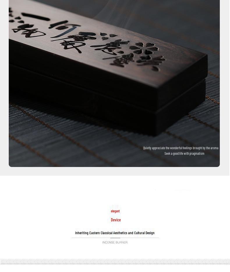 Ebony & Copper Inlay Sandalwood Incense Burner: Solid Wood Incense Holder for Aromatherapy & Bedside Use