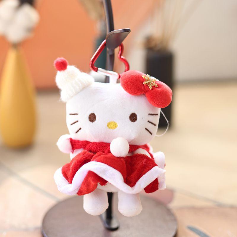 1Pcs Cute Christmas Kt Cat Keychain Kawaii Hello Kitty Plush Doll Toys Pendant Bag Decoration Christmas Gifts