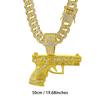 2PAC Tupac Rap Star Collana Lunga a Maglia Cubana Hip-Hop con Ciondolo Pistola 3D a Doppio Strato Lega Streetwear Regalo Bambini Uomini