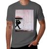 Banksy Umbrella Rainbow Happy Girl Tshirt Sporty Breathable Short Sleeve Tshirt