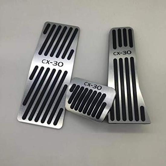 Mazda DM Series Aluminum Pedal Foot All No Drilling Set CX-30 Pads, Grades, Silver, Required, 3-Piece (CX-30 Log)